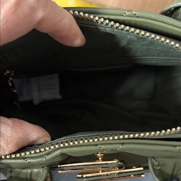 Olive Quilted Vegan Leather Handbag - Picture 8 of 15